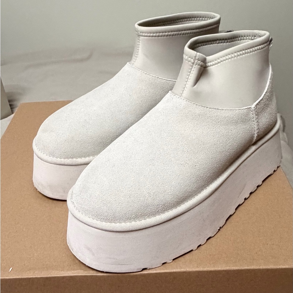 UGG Cream Platform Ankle Boots